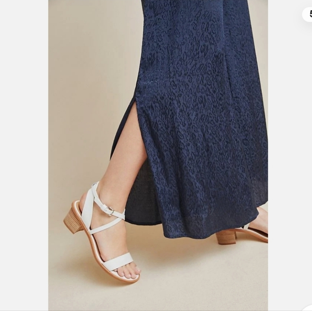 ANTHROPOLOGIE - Maeve Jacqueline Jacquard Navy Blue Jumpsuit - Picture 5 of 5